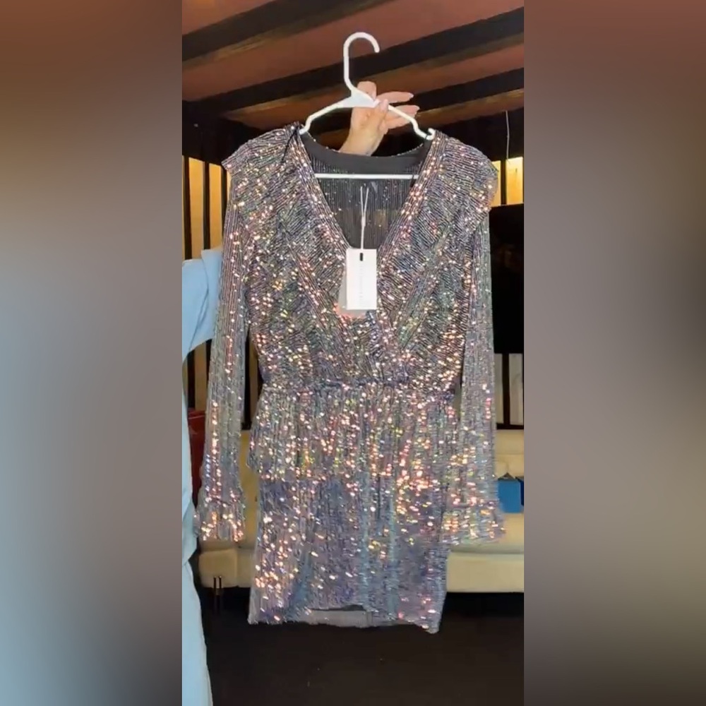 NWT Endless Rose Black and Silver and Gold Sequin Dress